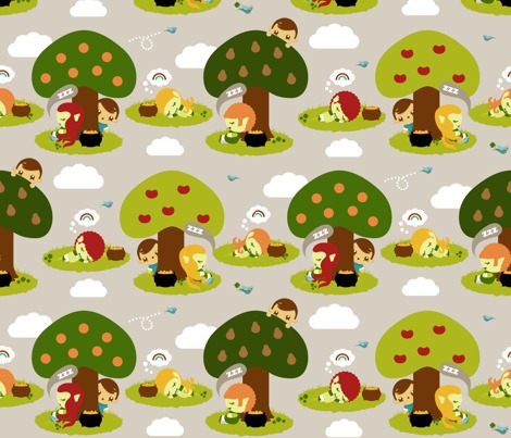 Leprechauns Get Bored Too Fabric by Green Couch Studio